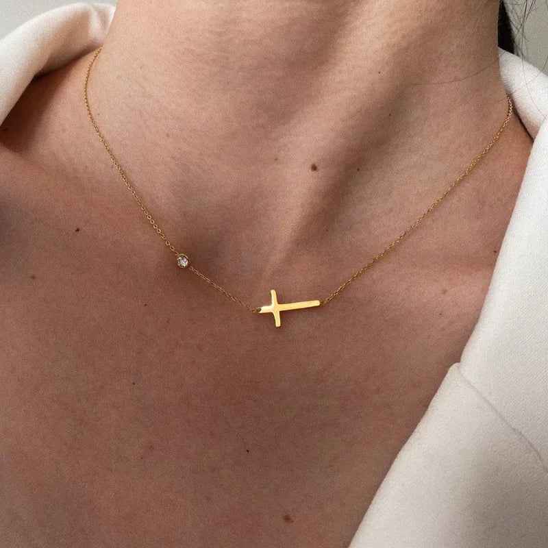 XIYANIKE Elegant Gold Cross Necklace for Women
