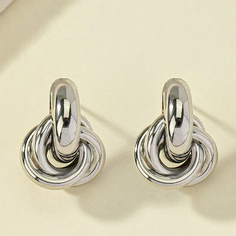 old & Silver Knot Hoop Earring Set for Women – Trendy Daily Jewelry