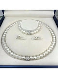 Elegant Pearl Fireball Jewelry Set – Necklace, Bracelet & Earrings