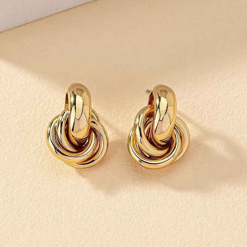old & Silver Knot Hoop Earring Set for Women – Trendy Daily Jewelry